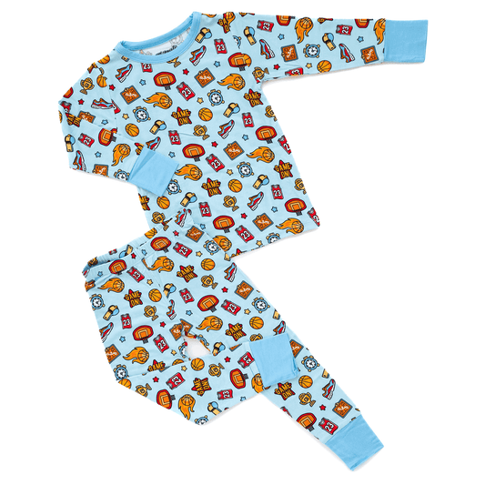 Basketball Two-Piece Pajama Set with bamboo by Tailgate.