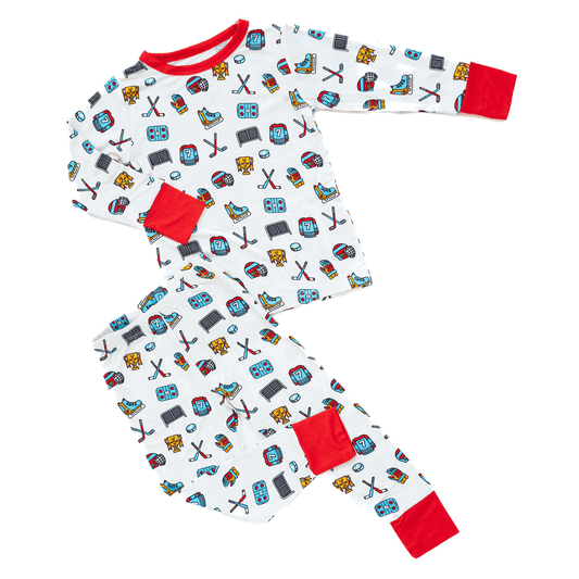 Hockey Two-Piece Pajama Set with bamboo soft.