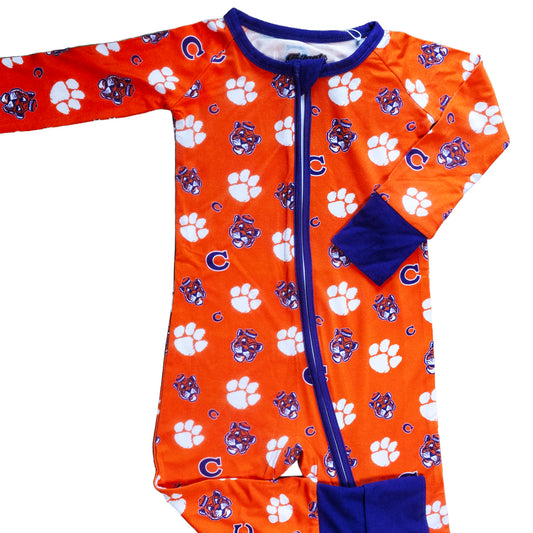 Clemson Tigers bamboo Zippy One-Piece Sleeper Officially licensed with all over logo print.