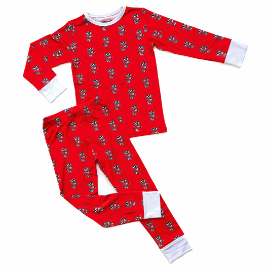 Wisconsin Badgers Two-Piece Pajama made with soft bamboo and featuring the Bucky Badger logo.