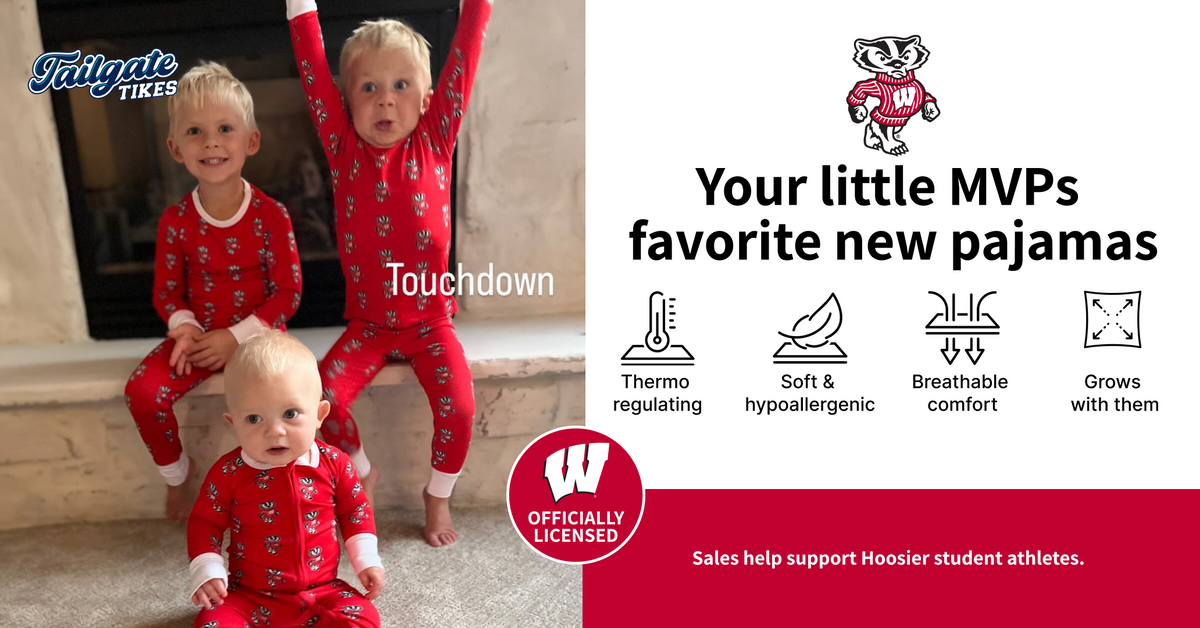 Wisconsin Badgers collection featuring officially licensed bamboo pajamas.