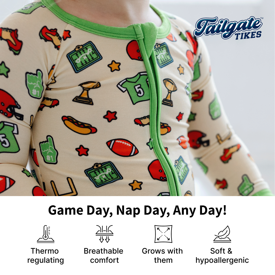 Football Zippy One-Piece made from buttery soft bamboo and perfect for football season.