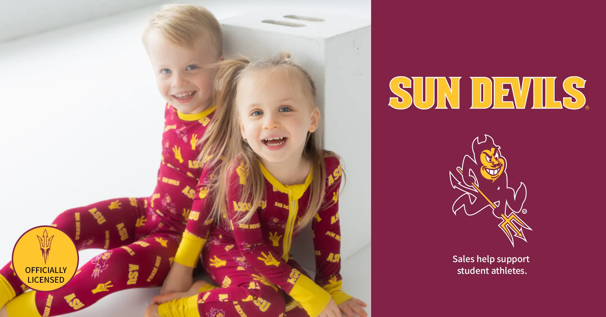 ASU Sun Devils bamboo viscose officially licensed pajamas.