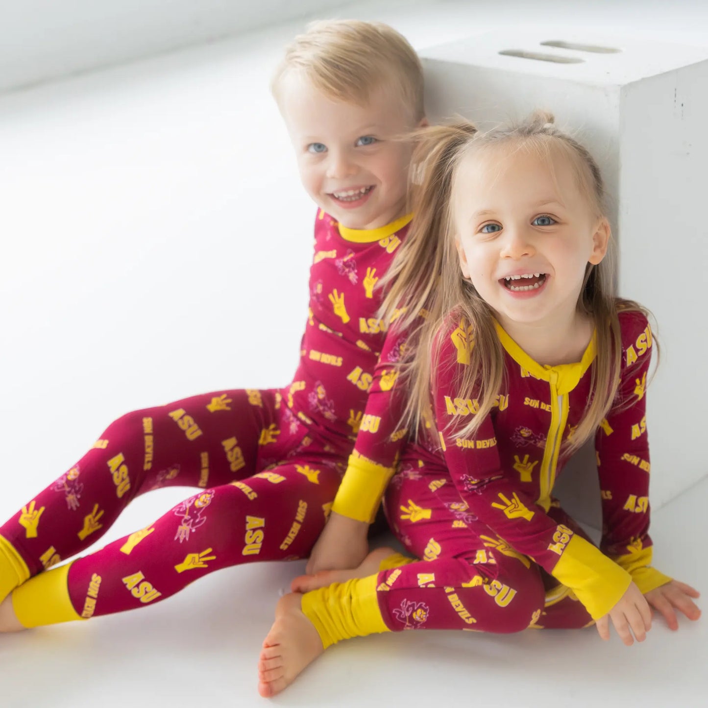 Arizona State bamboo Two-Piece Pajama Set Featuring Sparky The Sun Devil.