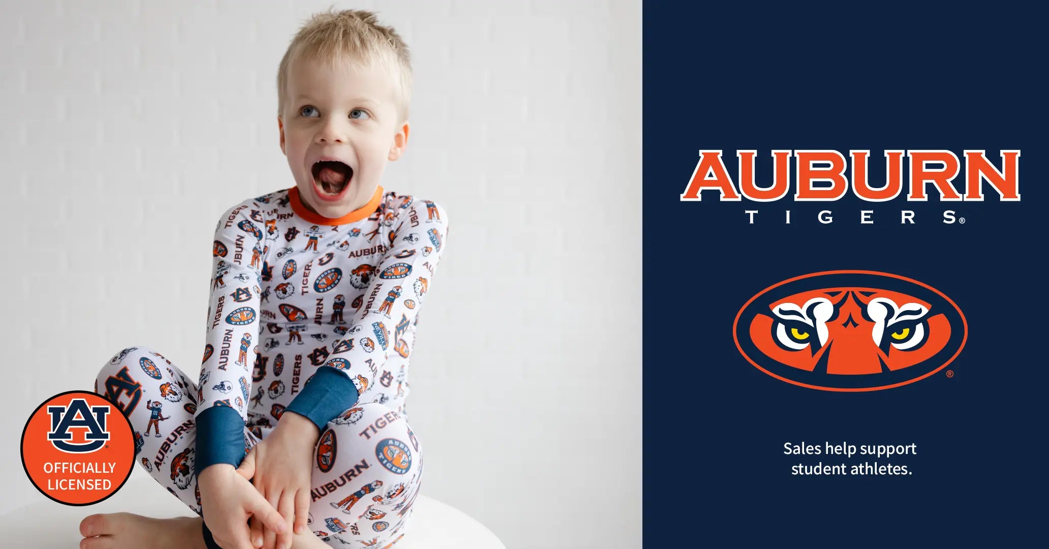 Auburn Tigers bamboo from viscose kids pajamas.