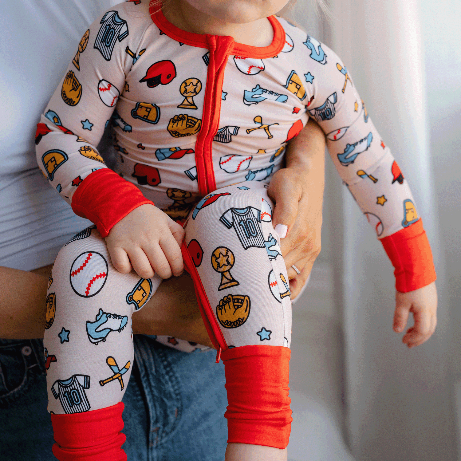 Baseball Zippy One-Piece bamboo One-Piece with bamboo.