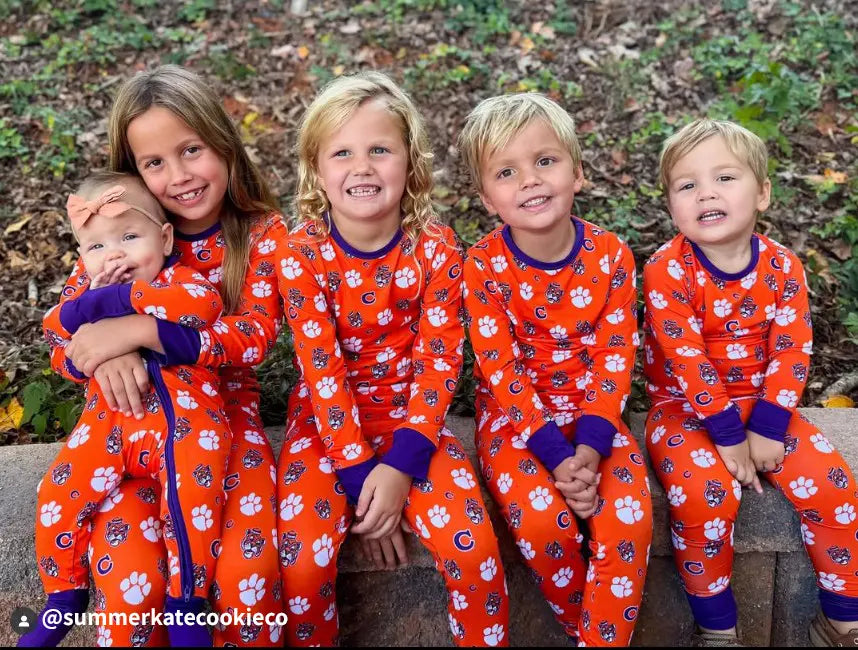 Clemson Tigers bamboo pajamas family picture
