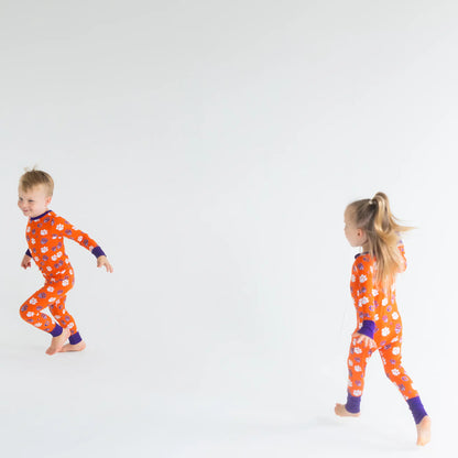 Clemson Tigers Pajama Top With Tiger Paw Design On bamboo Fabric.