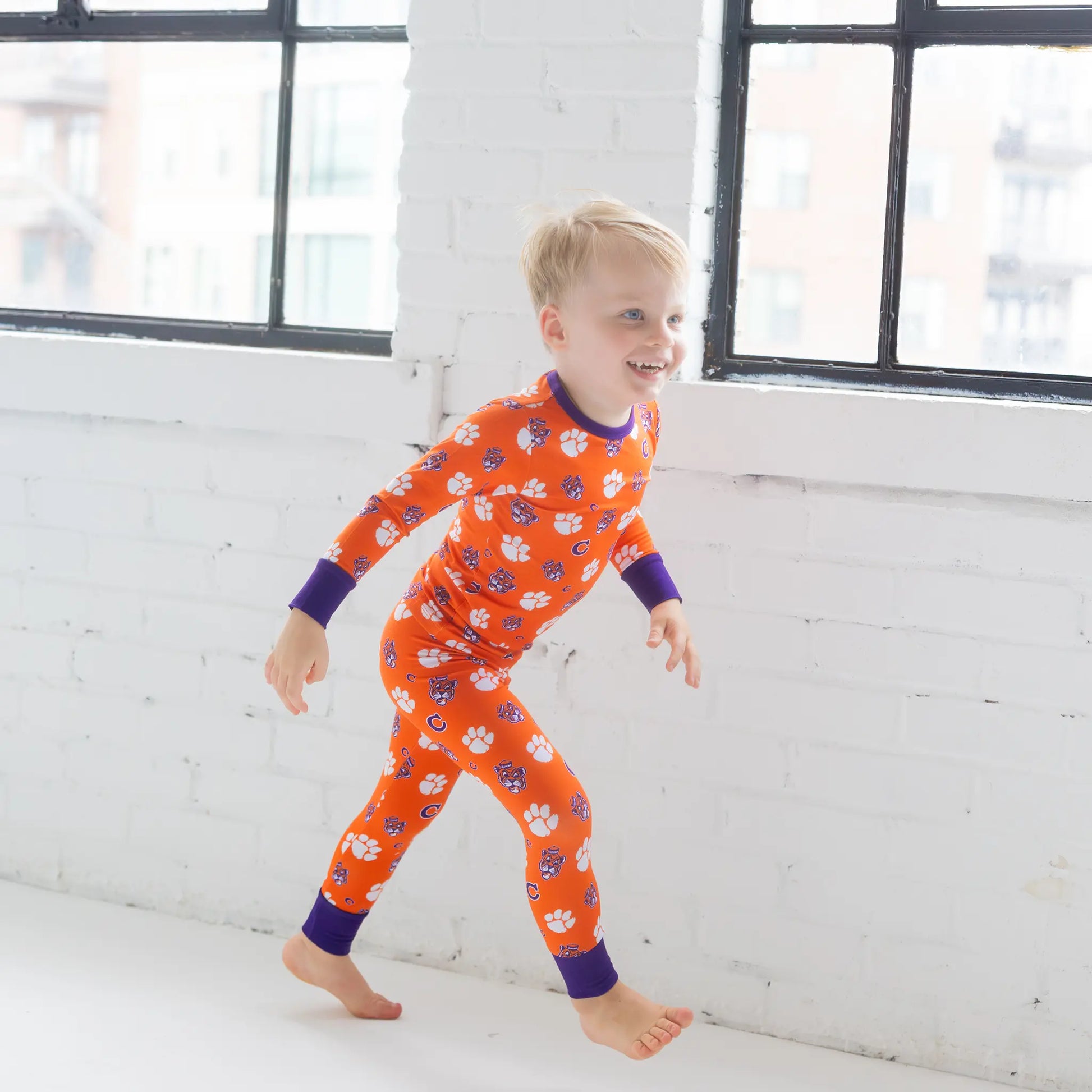Clemson Tigers Team Logo Printed On bamboo Pajama Top For Baby And Kids.