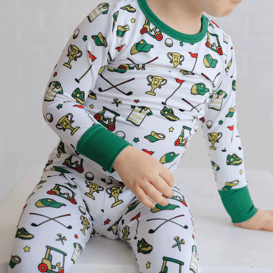 Sport Inspired Two Piece Bamboo Pajama Sets for Kids Tailgate Tikes