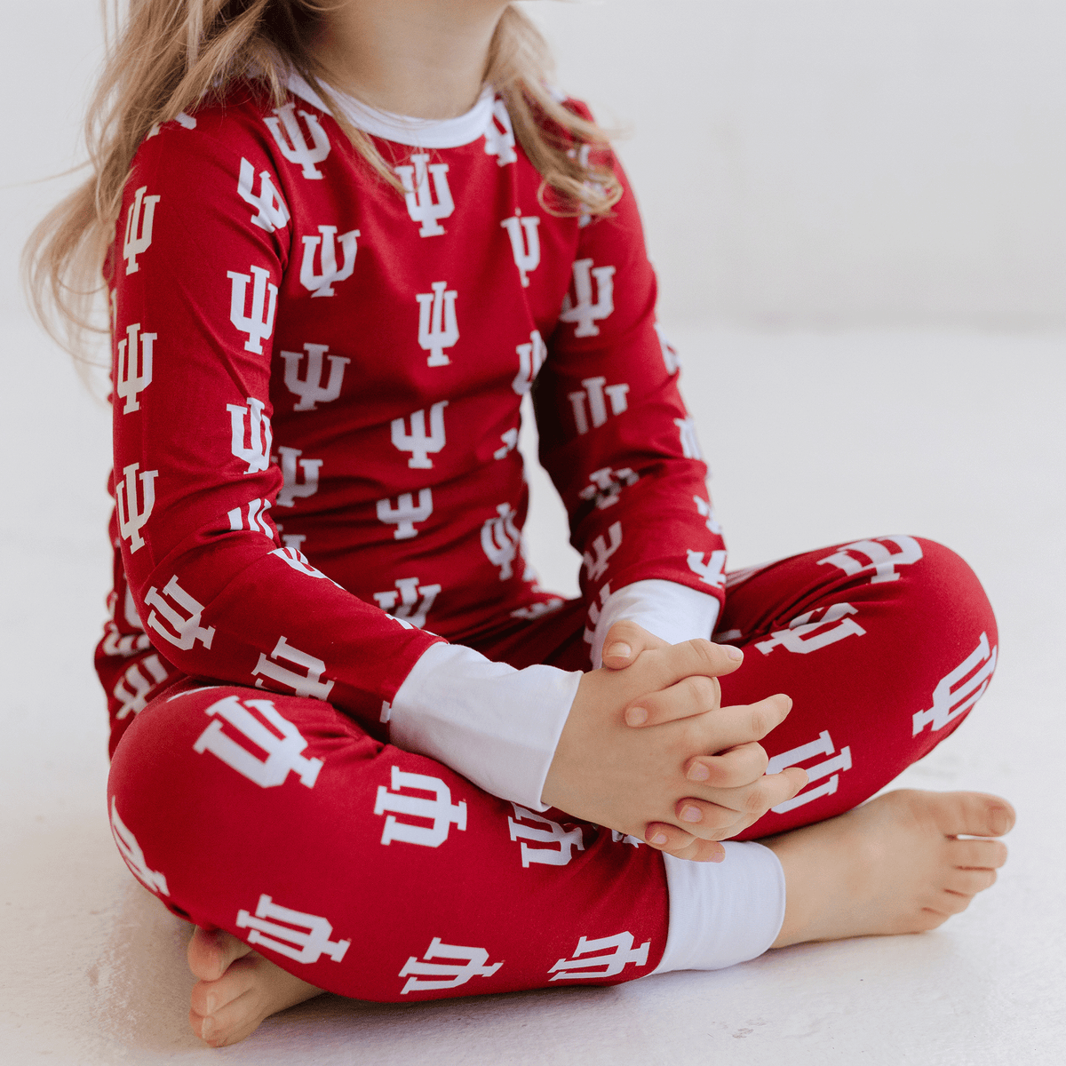 Indiana Hoosiers Two Piece bamboo Pajama set featuring all over Indiana Hoosiers print.