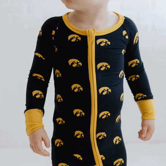 Football Baby Outfit Bamboo One Piece Sleepers with Footies Mittens Tailgate Tikes