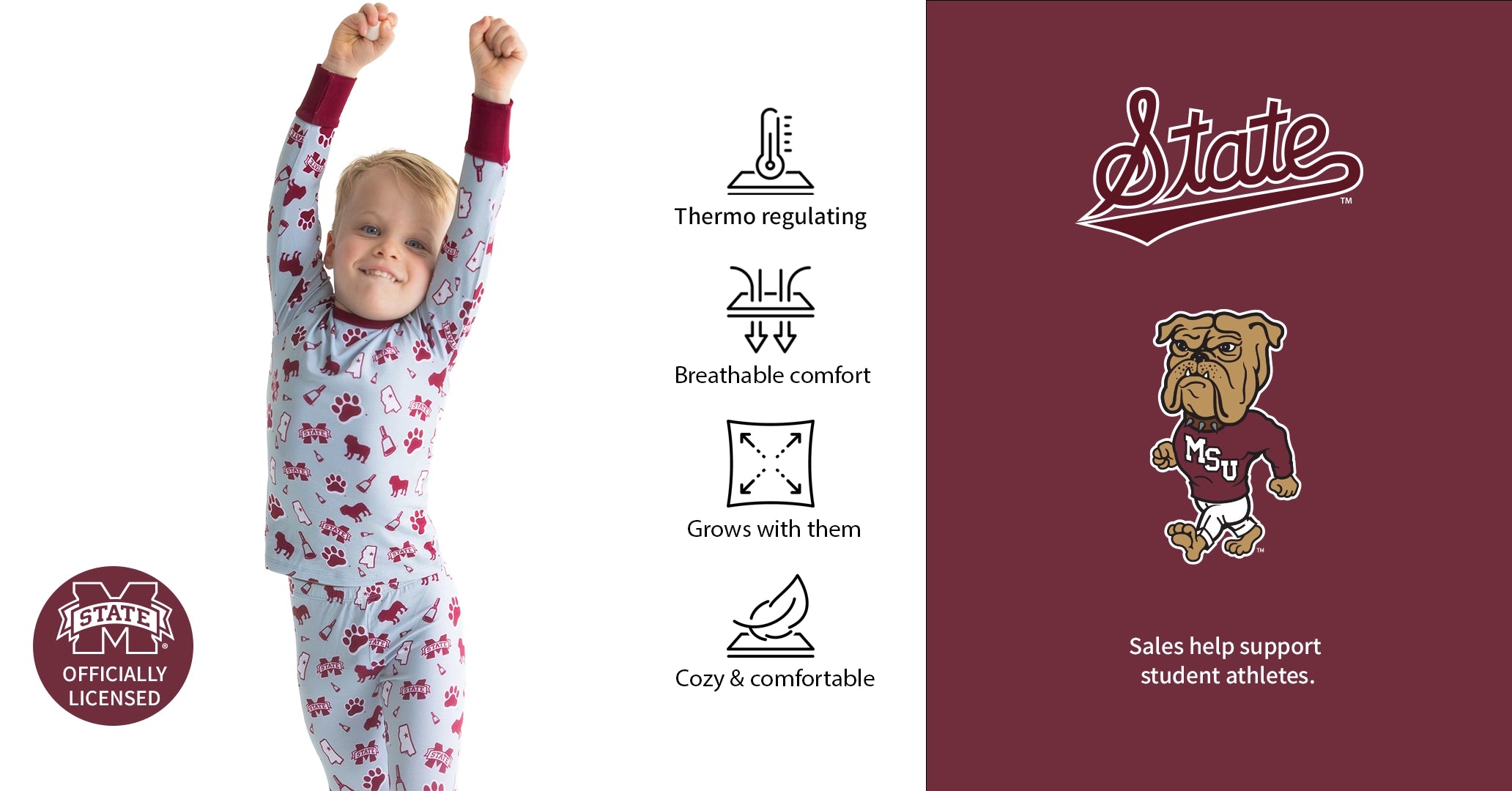 Msu Bulldogs Officially licensed Collegiate Product bamboo Pajamas.