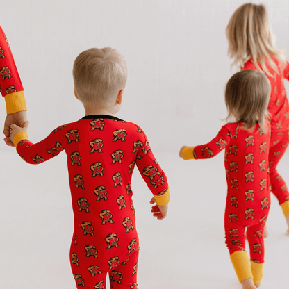 Maryland Terrapins baby one-piece with official team logo, soft bamboo fabric, and double zippers for easy diaper changes.