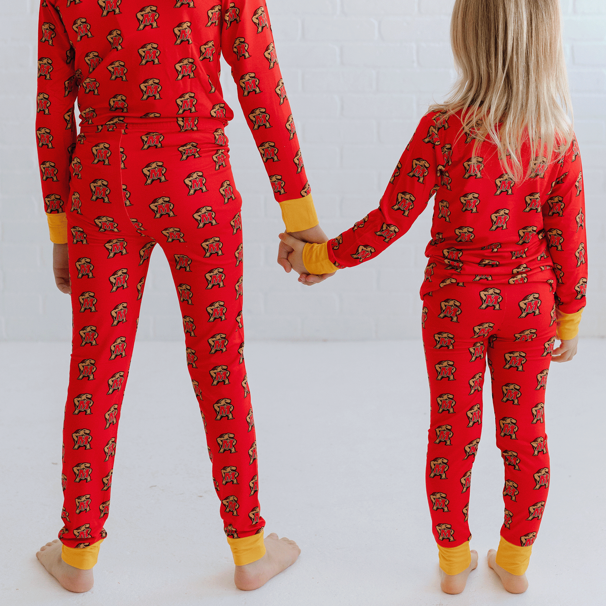 Maryland Terrapins pajamas for toddler to youth with official team logo, soft bamboo fabric, and a snug fit.