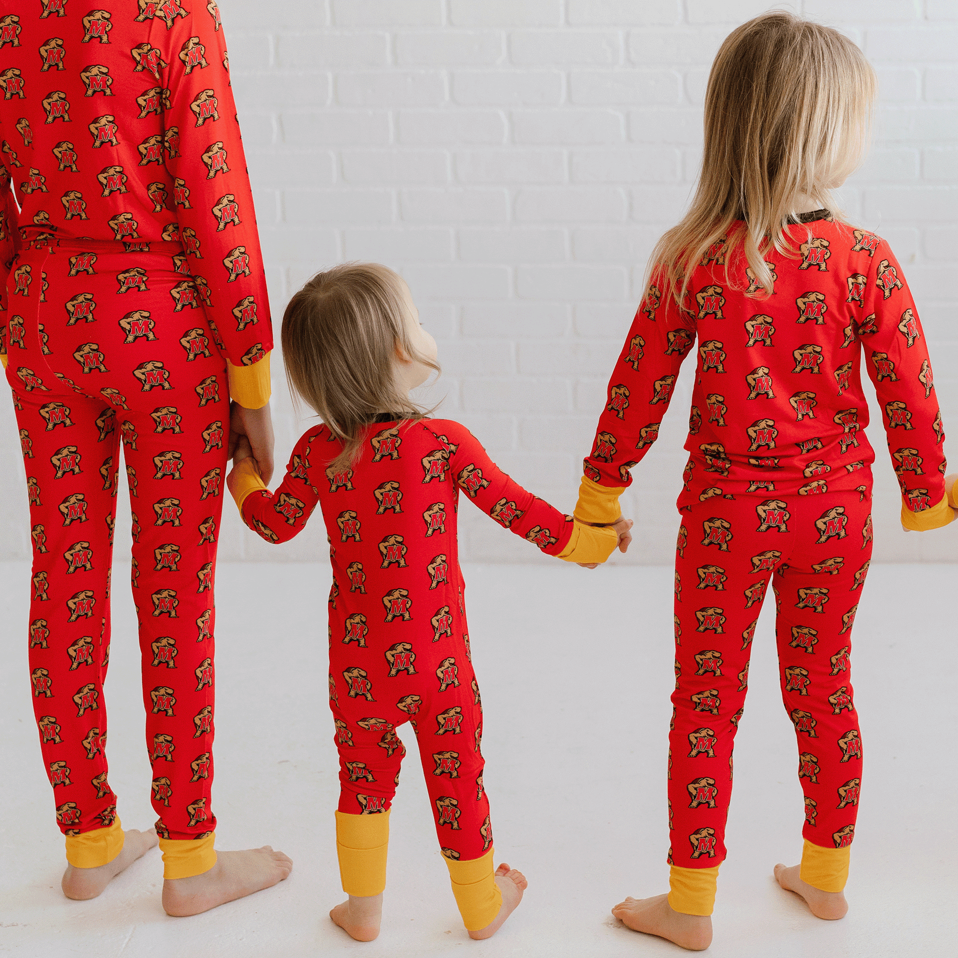 Maryland Terrapins pajamas for toddler to youth with official team logo, soft bamboo fabric, and a snug fit.