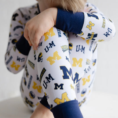 Michigan Wolverines Bamboo Pajamas Go Blue Youth Sitting