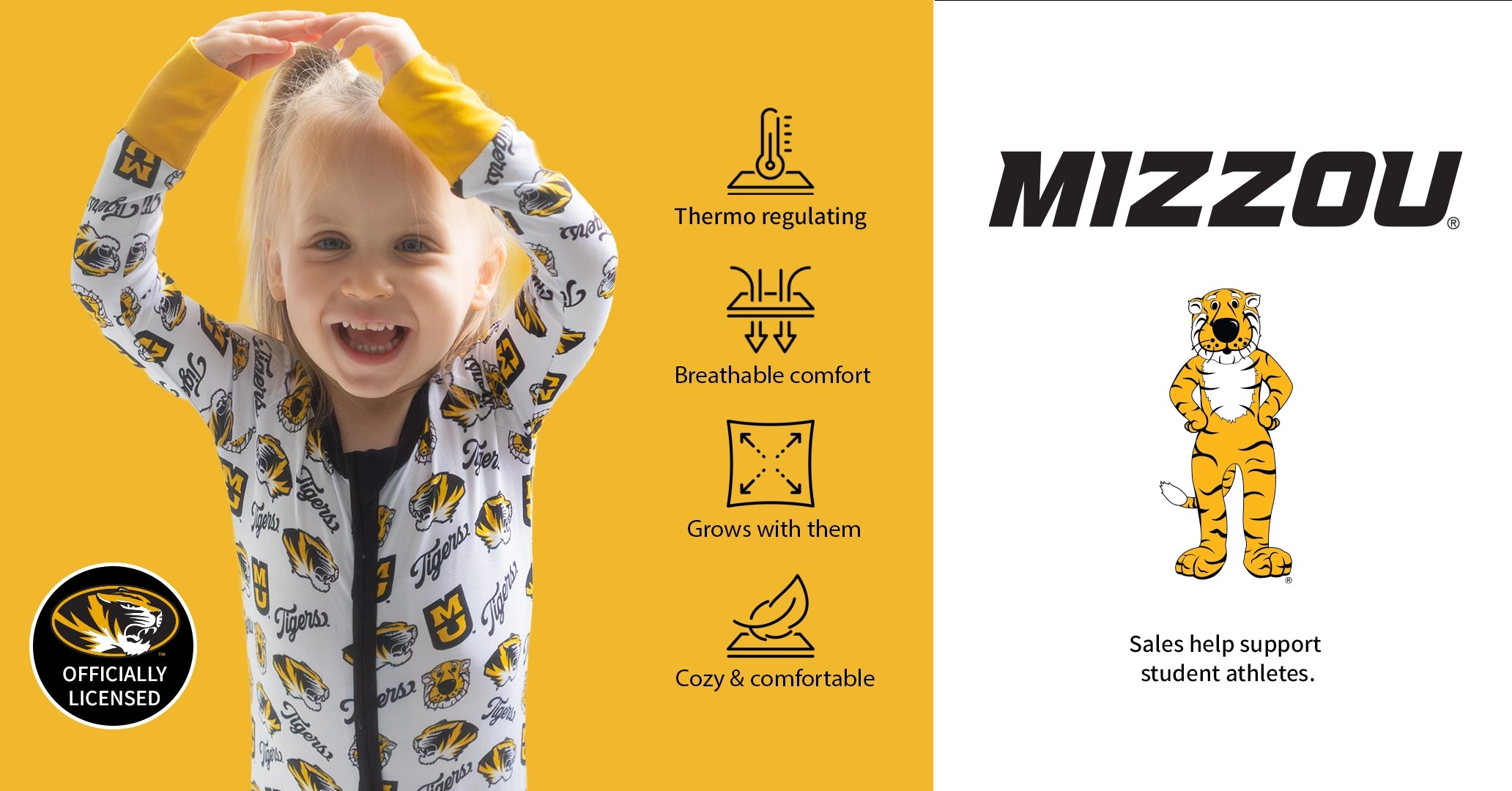 Mizzou Tigers Officially licensed bamboo Onesies.