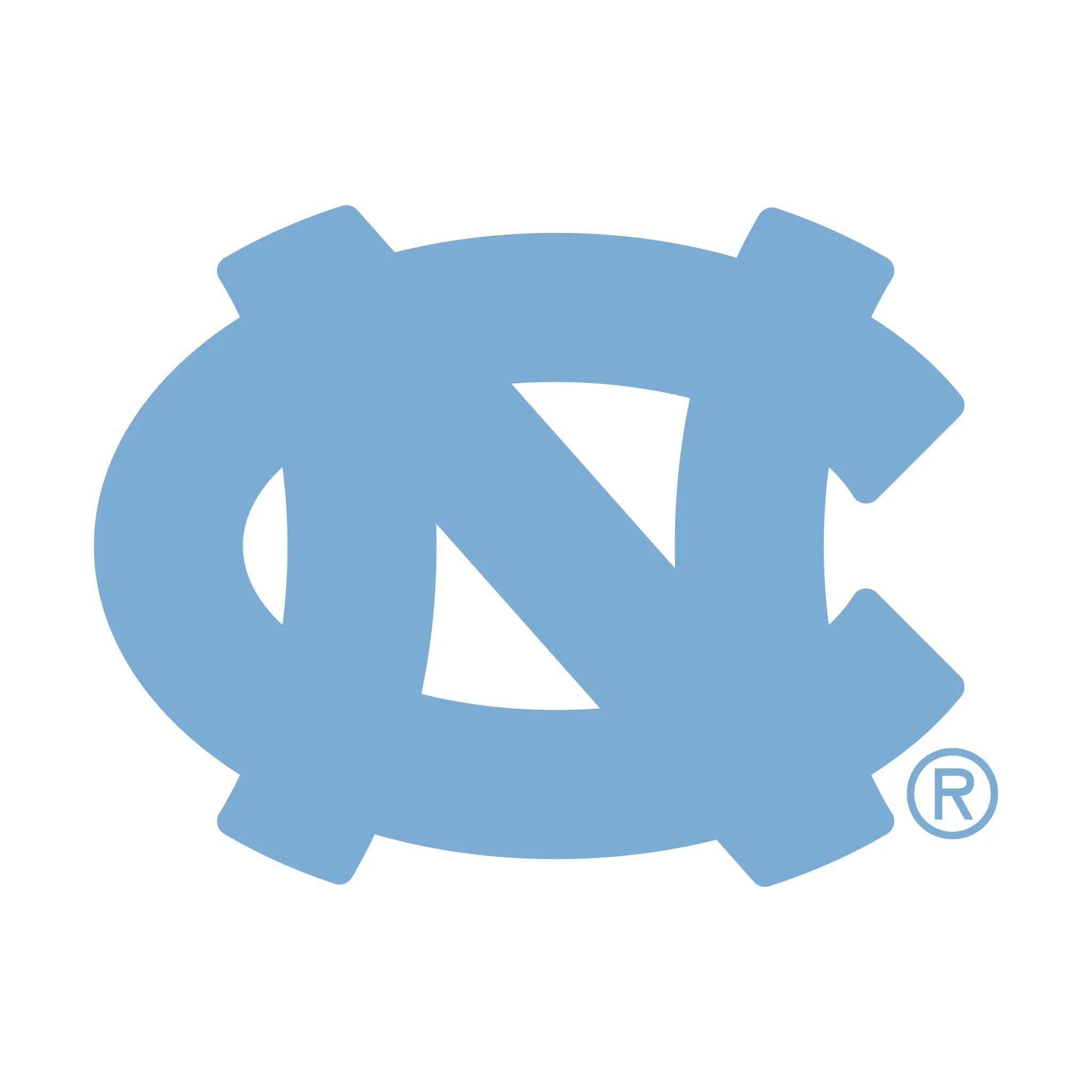 Light blue logo of the University of North Carolina on a white background