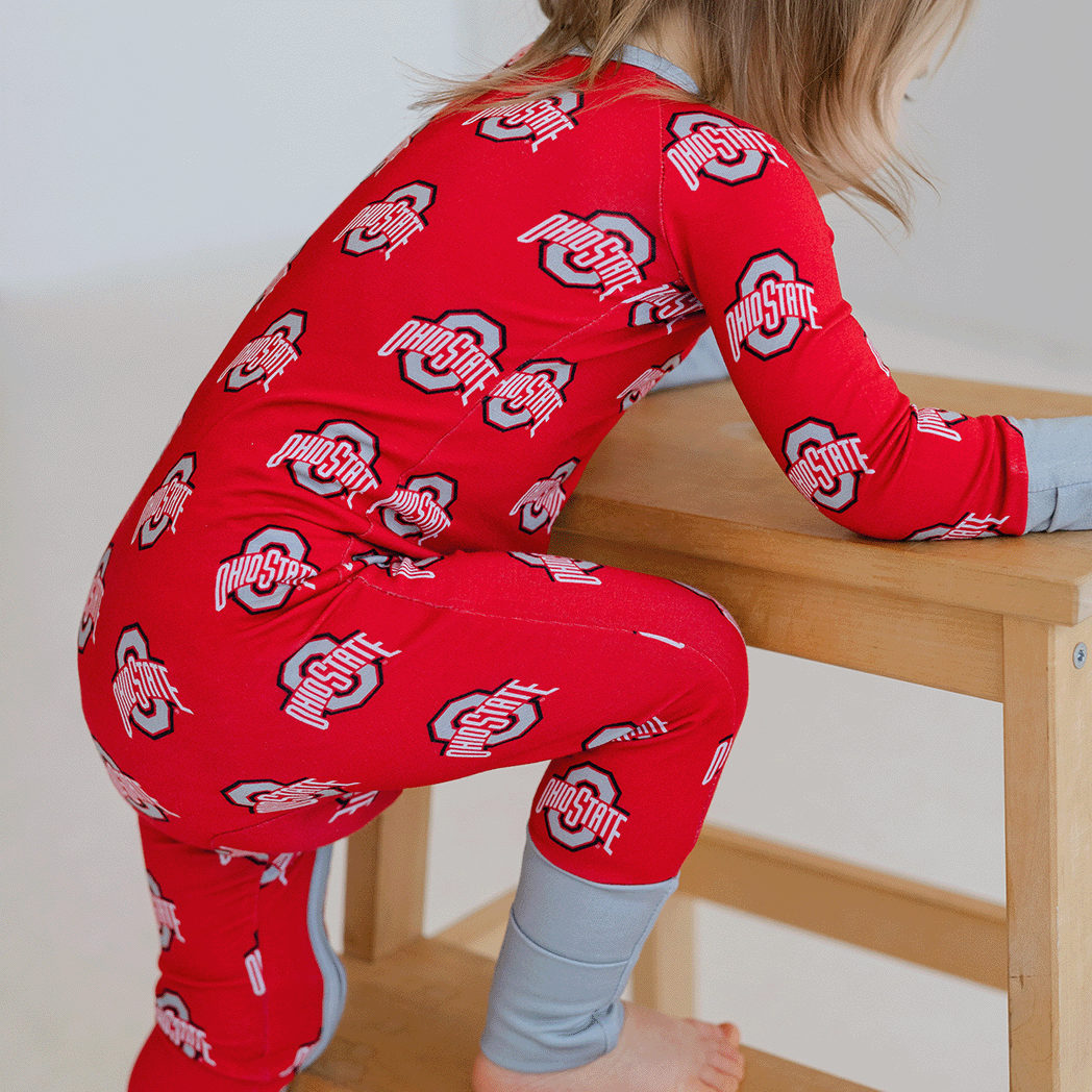 Ohio State Buckeyes Tailgate Tikes One-Piece with bamboo.