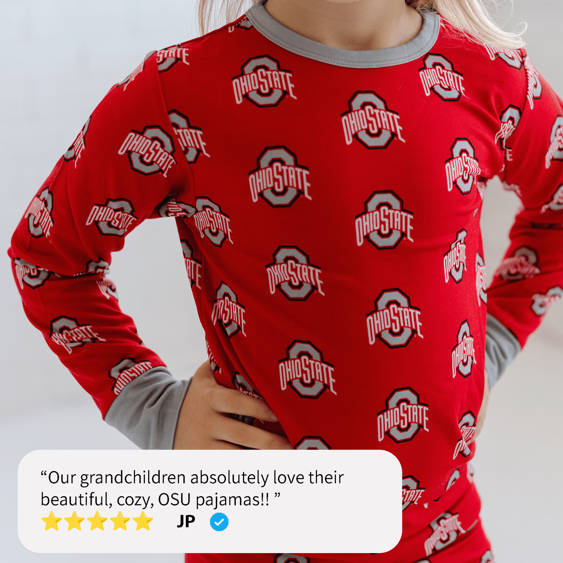 Ohio State Buckeyes toddler to youth pajamas with team logo, soft bamboo fabric, and a cozy fit.