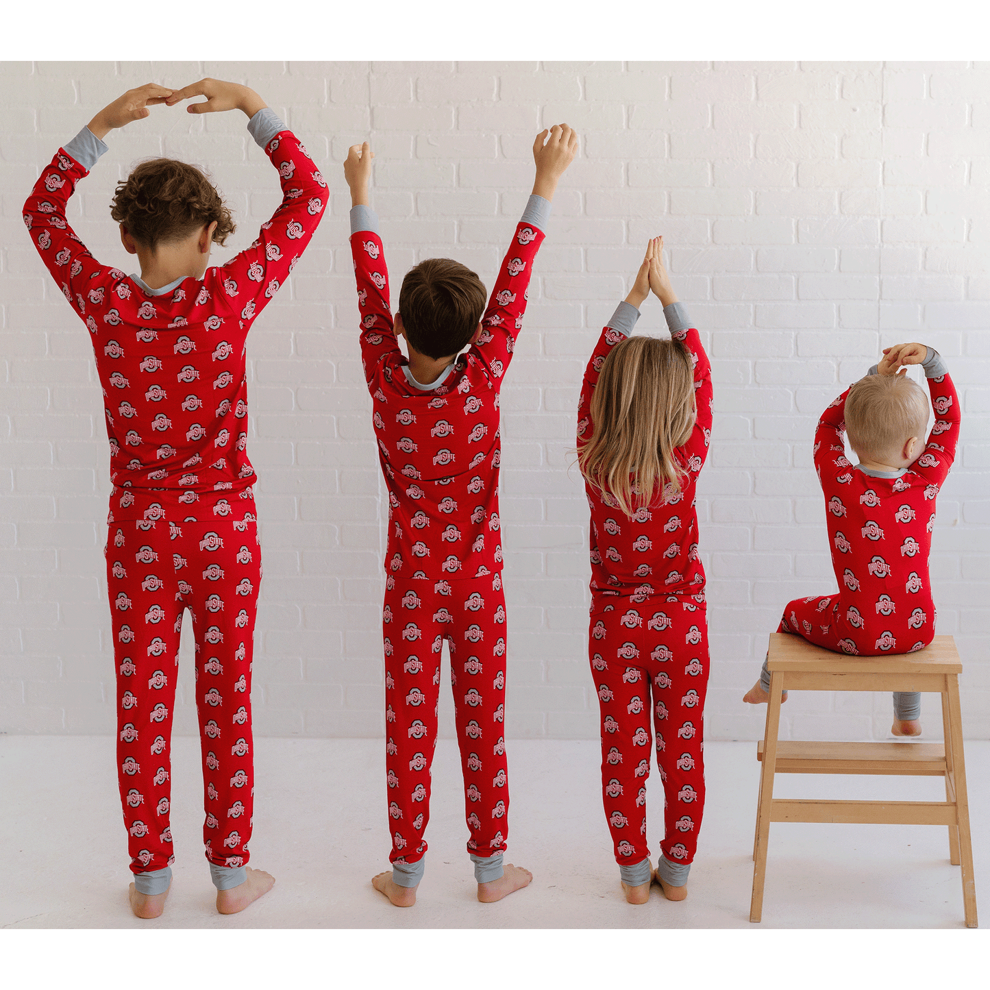 Ohio State Buckeyes toddler to youth pajamas with team logo, soft bamboo fabric, and a cozy fit.