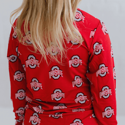 Ohio State Buckeyes toddler to youth pajamas with team logo, soft bamboo fabric, and a cozy fit.