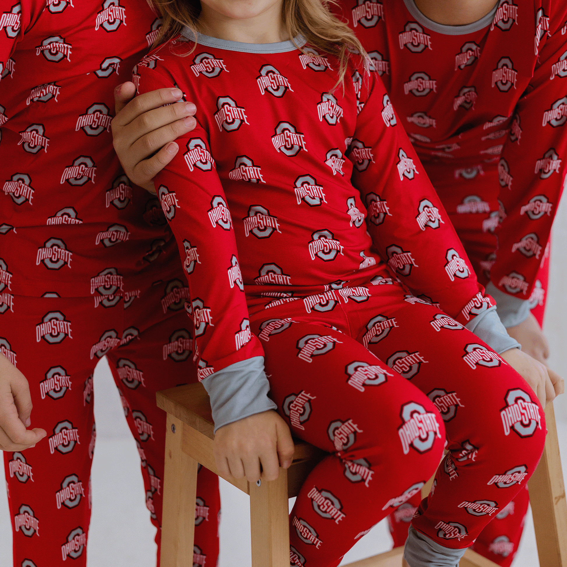 Ohio State Buckeyes toddler to youth pajamas with team logo, soft bamboo fabric, and a cozy fit.