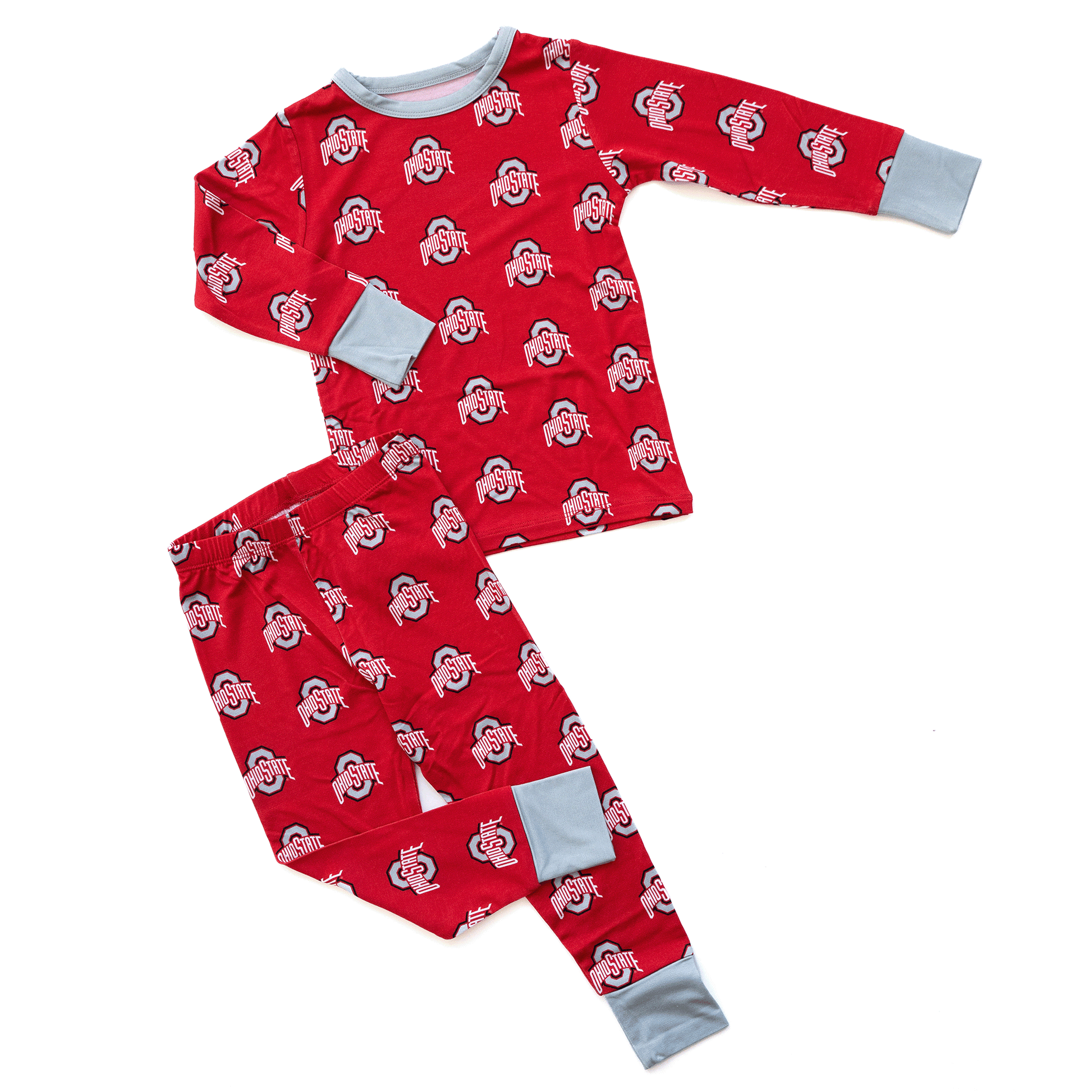 Ohio State Buckeyes toddler to youth pajamas with team logo, soft bamboo fabric, and a cozy fit.