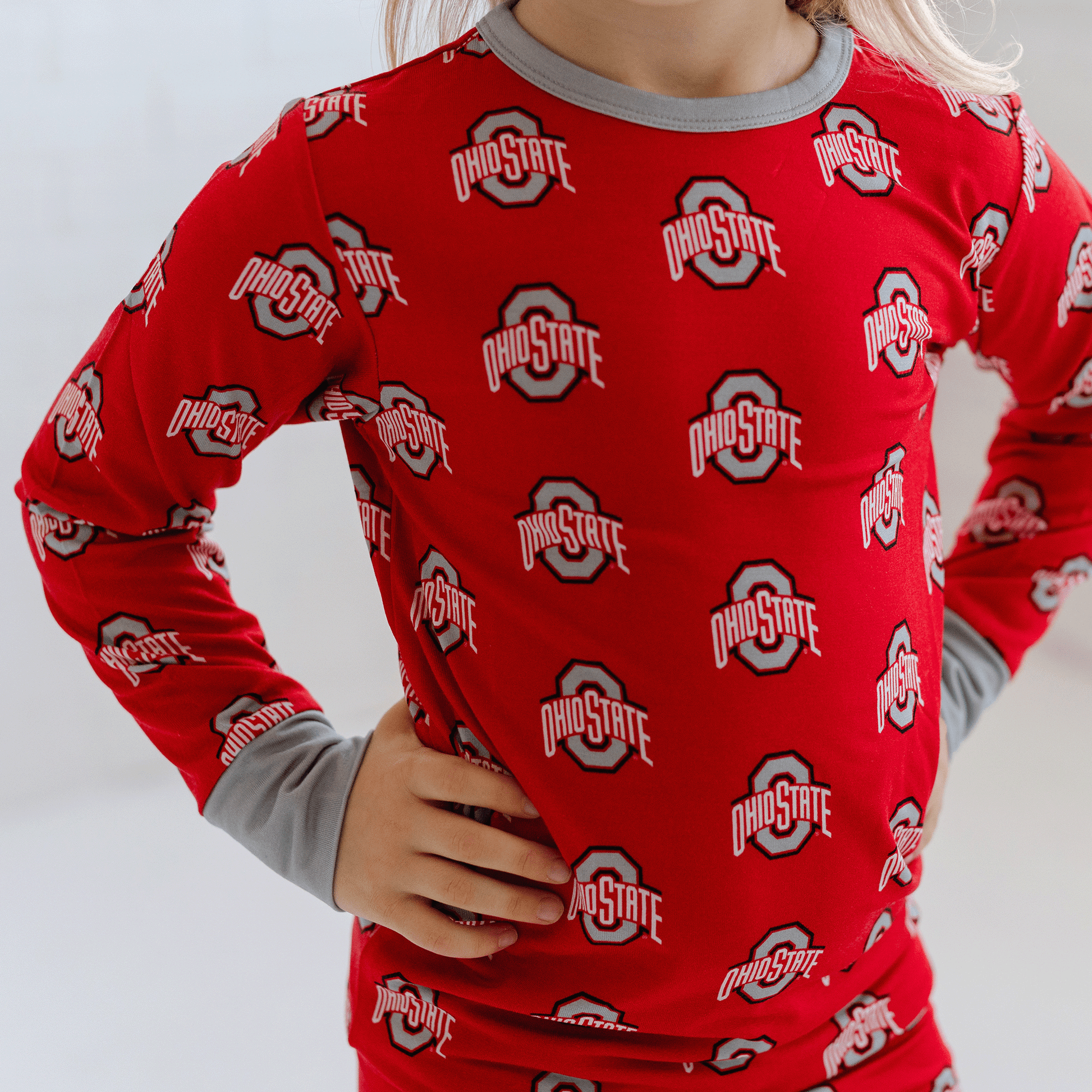 Ohio State Buckeyes bamboo Two-Piece pajama set featuring Ohio State Buckeyes official logo.