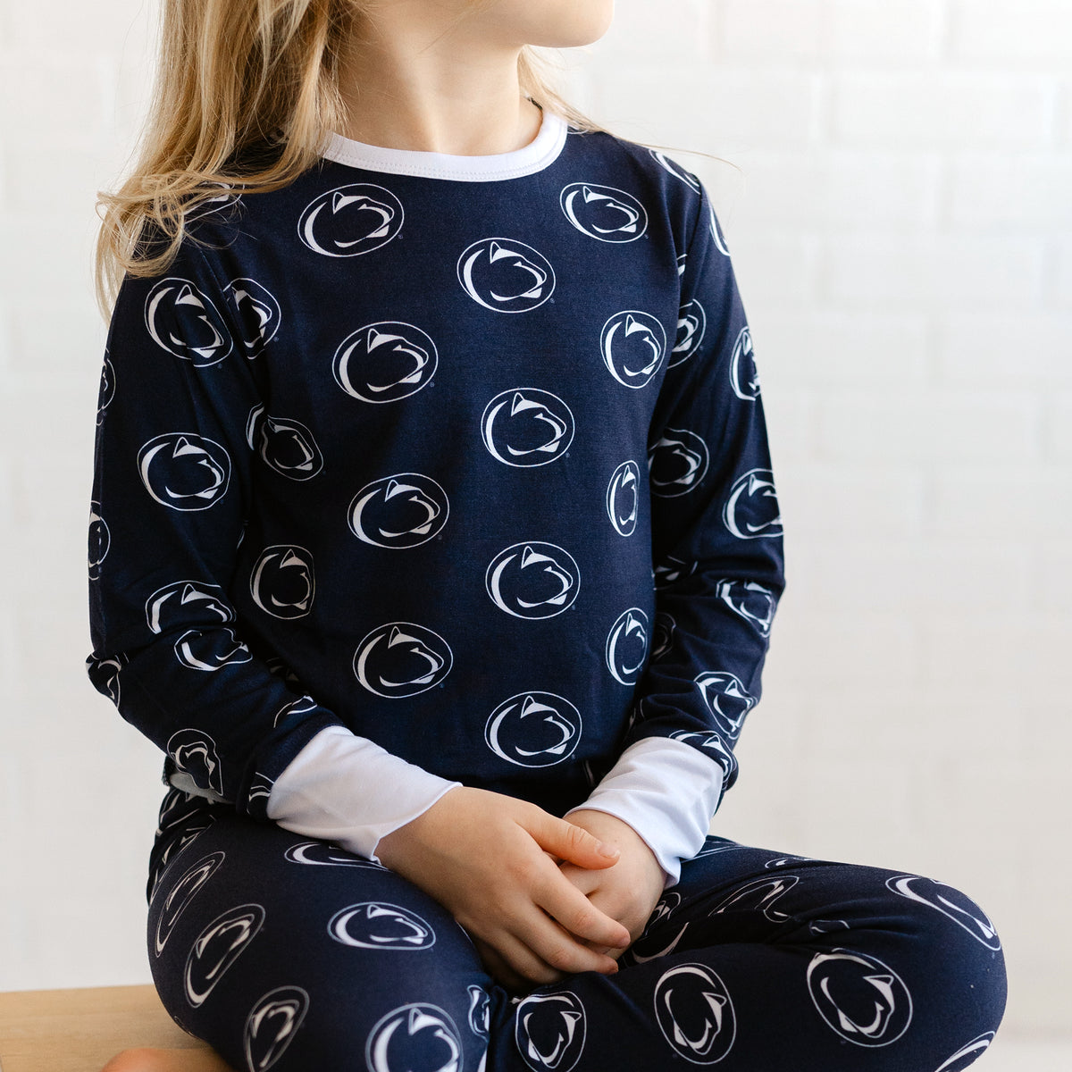 Penn State Nittany Lions bamboo Two-Piece Pajama Set with soft bamboo and long sleeves. Featuring Penn State logo print.