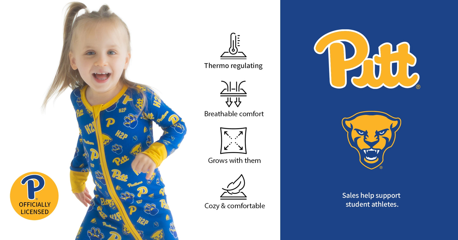 Pitt Panthers Officially licensed bamboo One-Piece Sleepers.