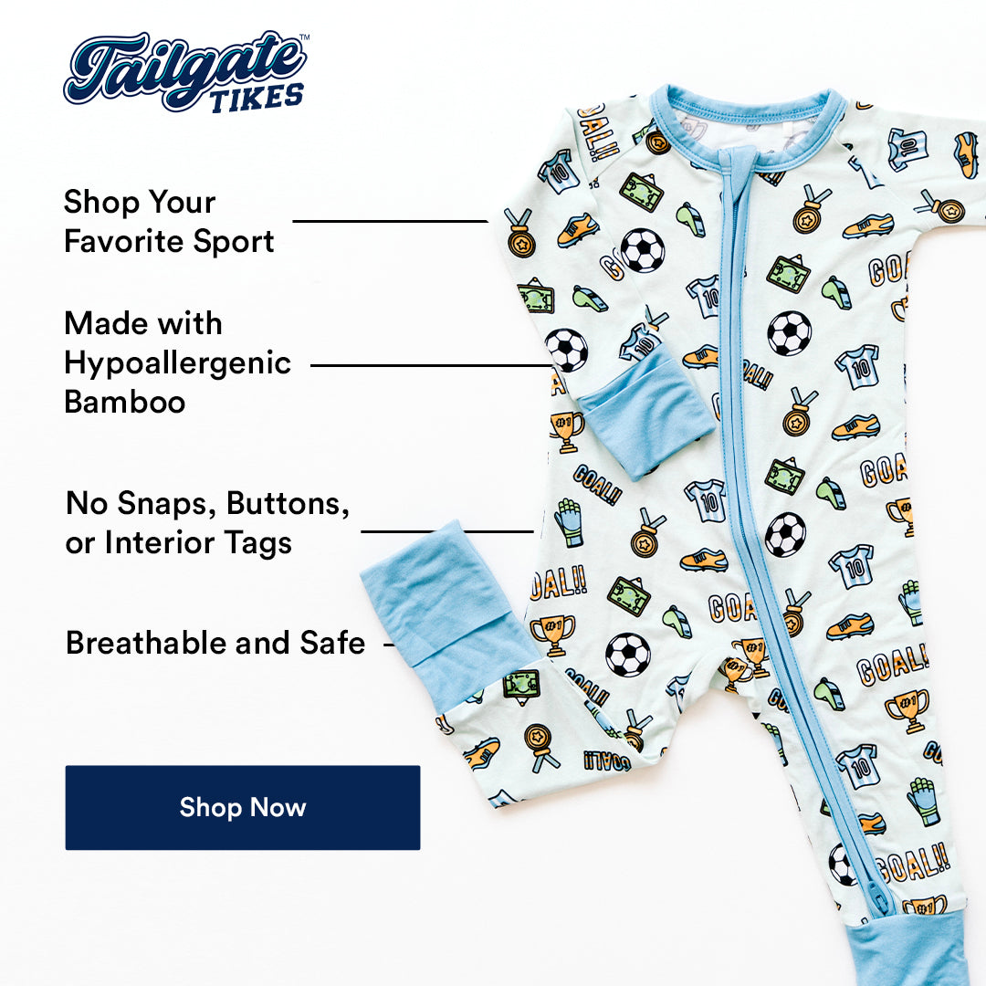 Tailgate Tikes Bamboo One-Piece Sleepers-Soccer