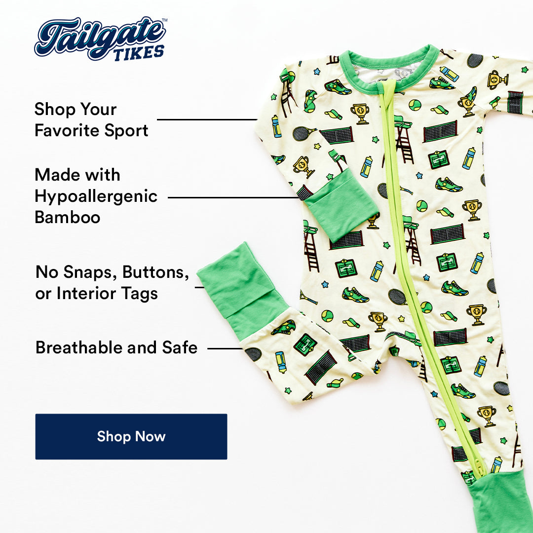 Tailgate Tikes Bamboo One-Piece Sleepers-Tennis