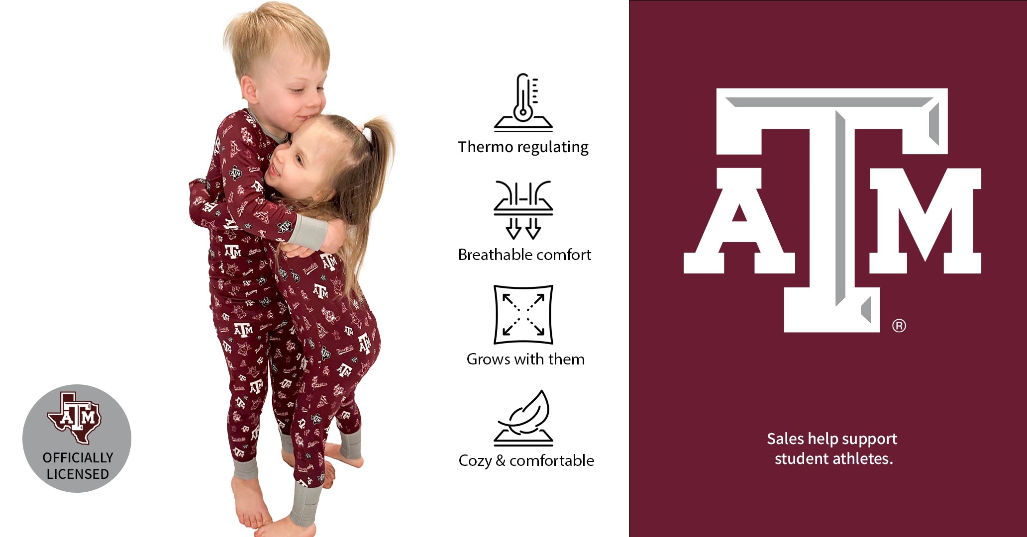 Texas A&M Aggies Bamboo Collection Kids Hugging