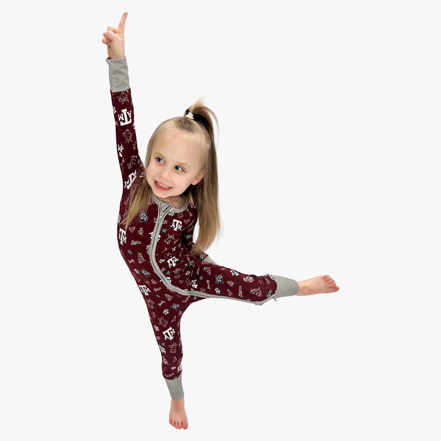 Texas A&M Aggies Bamboo Zippy One Piece Girl Pointing