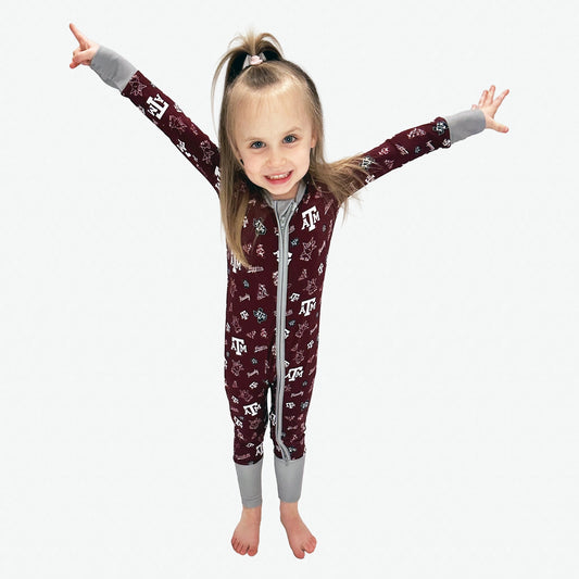 Texas A&M Aggies Bamboo Zippy One Piece Girl Smiling