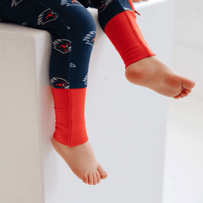 UTSA Roadrunners baby one-piece with official team logo, soft bamboo fabric, and double zippers for easy diaper changes.