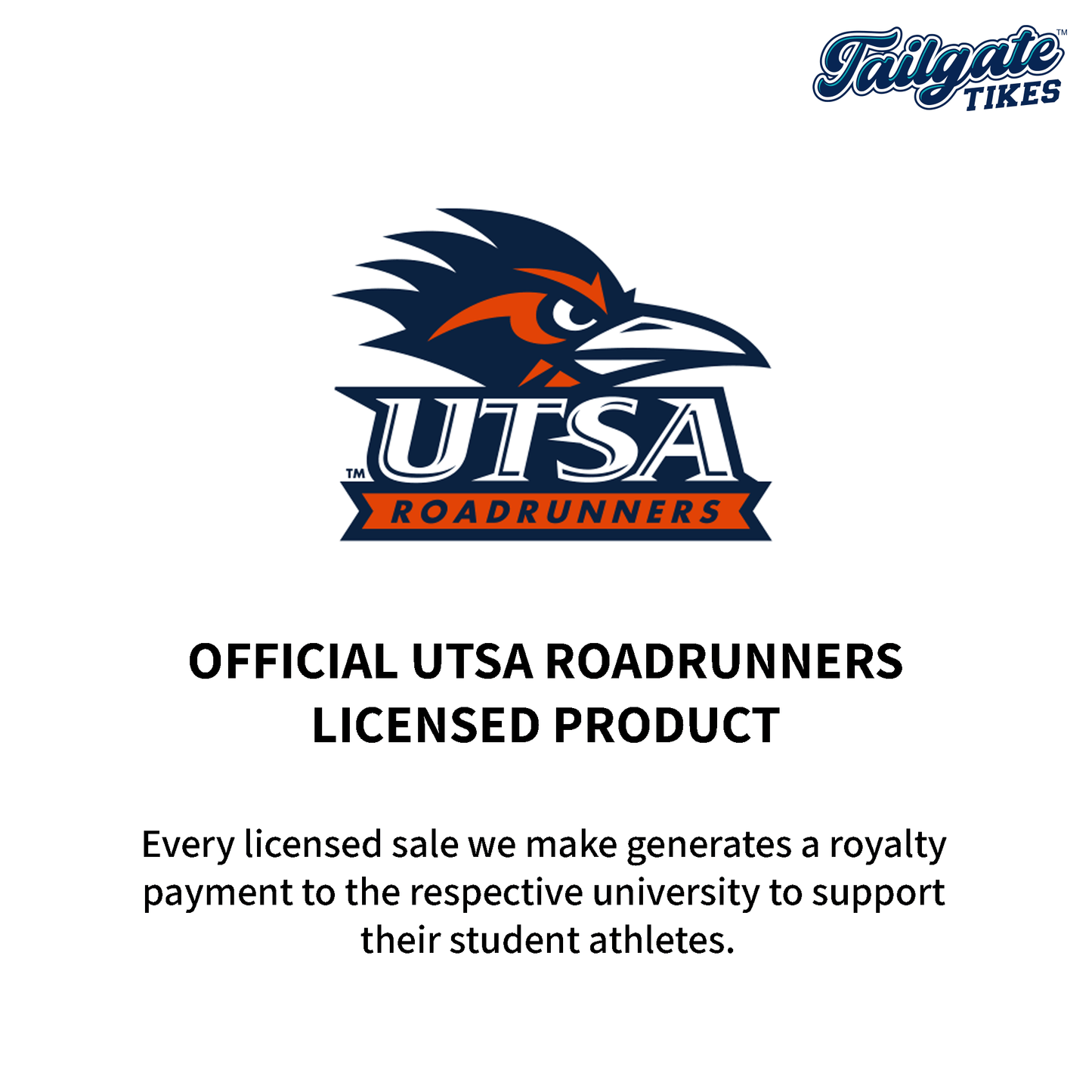 UTSA Roadrunners baby one-piece with official team logo, soft bamboo fabric, and double zippers for easy diaper changes.