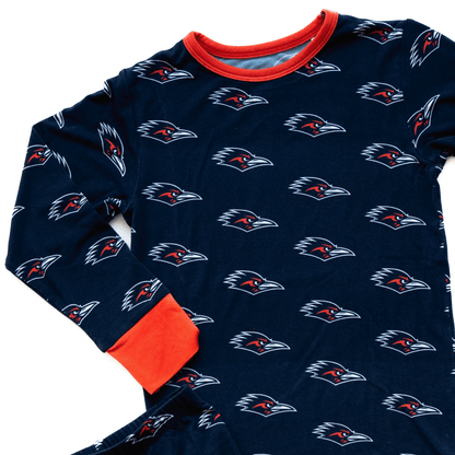 UTSA roadrunners toddler to youth pajamas with official team logo, soft bamboo fabric, and a cozy fit for comfortable sleep.