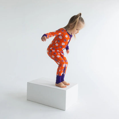 Clemson Tigers Vintage Inspired Baby Sleeper With Convertible Footies.