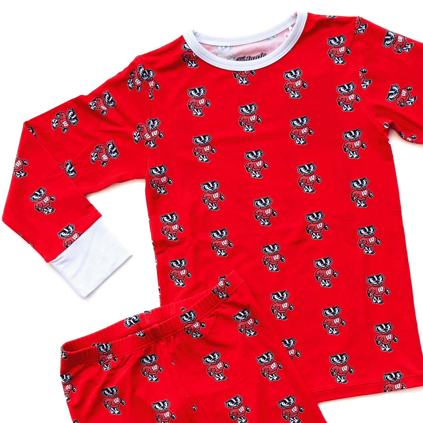 Wisconsin Badgers toddler to youth pajamas with official team logo, soft bamboo fabric, and a cozy fit for comfortable sleep.