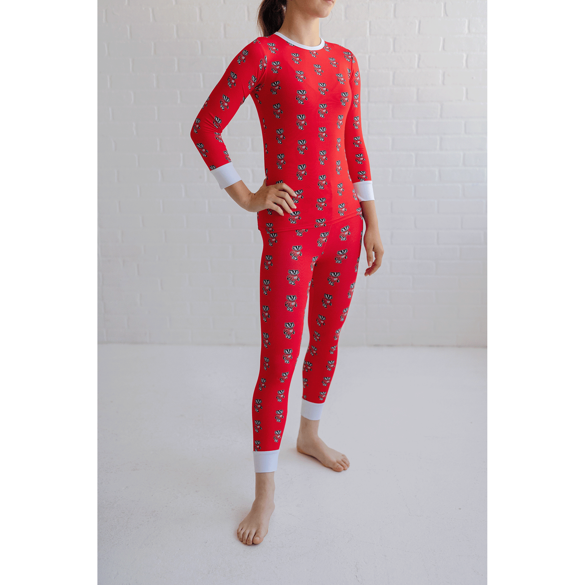 Wisconsin Badgers toddler to youth pajamas with official team logo, soft bamboo fabric, and a cozy fit for comfortable sleep.