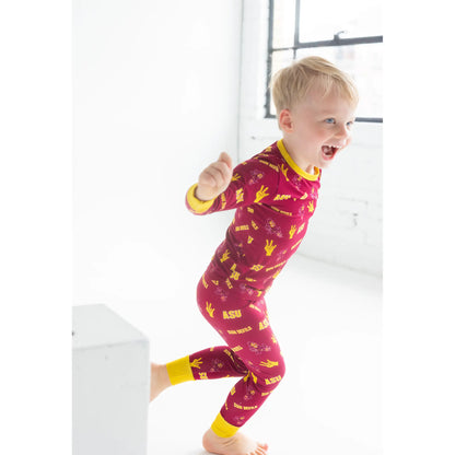 ASU Sun Devils Two-Piece Pajama Set Made From Soft bamboo Fabric with Sun Devils print.