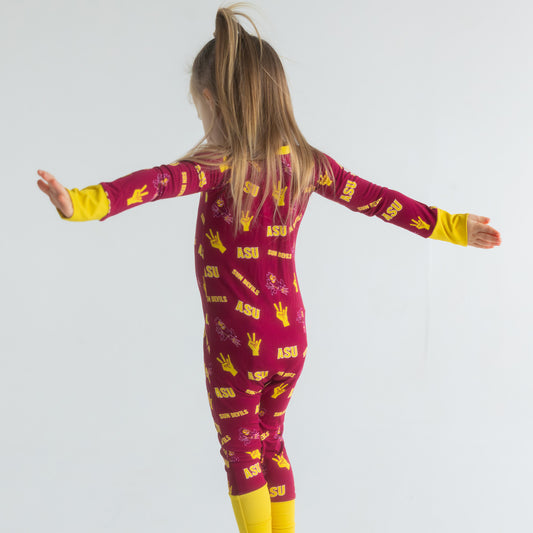 Arizona State Sun Devils baby bamboo zippy one-piece sleeper with officially licensed team print