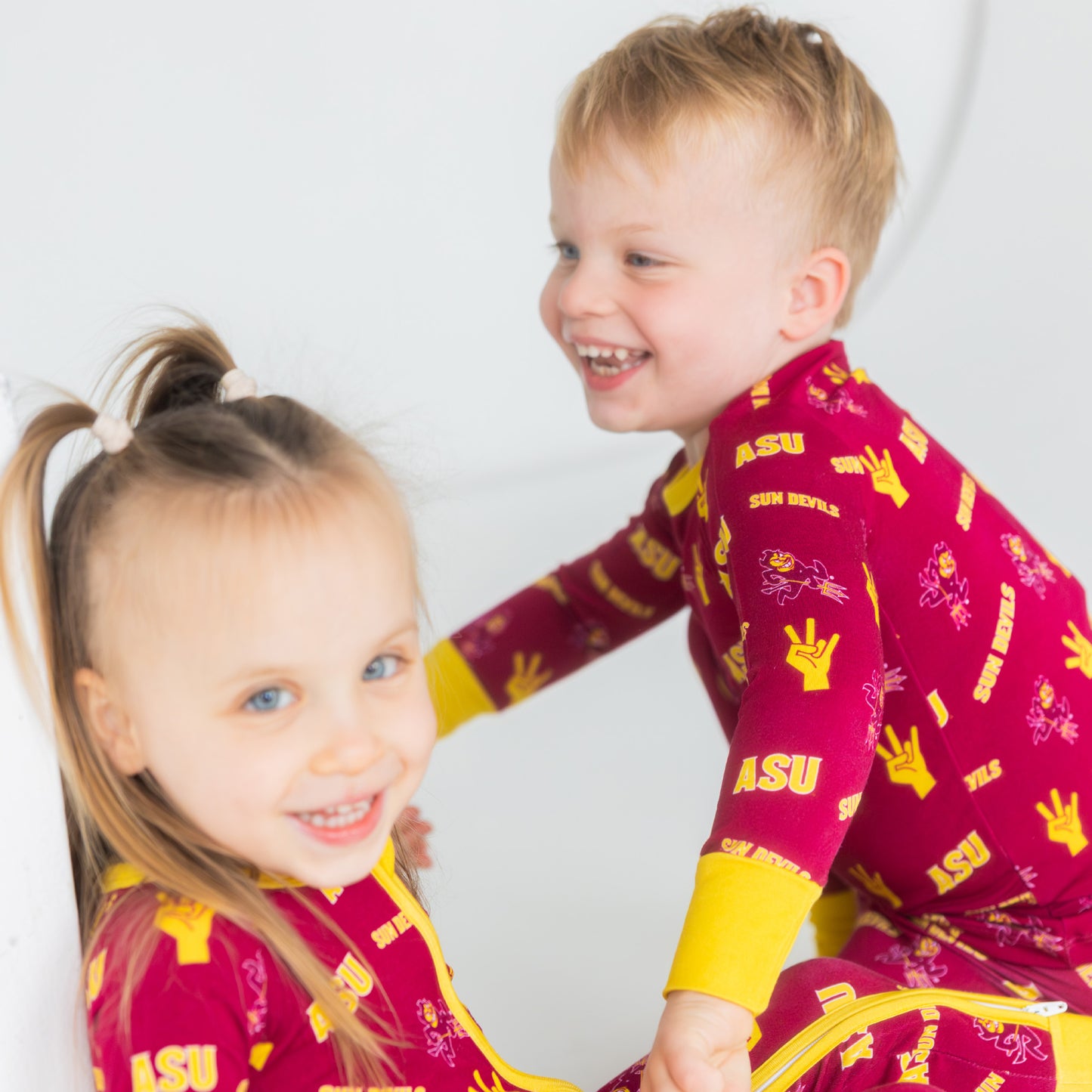 ASU Sun Devils baby zip sleeper featuring officially licensed collegiate design
