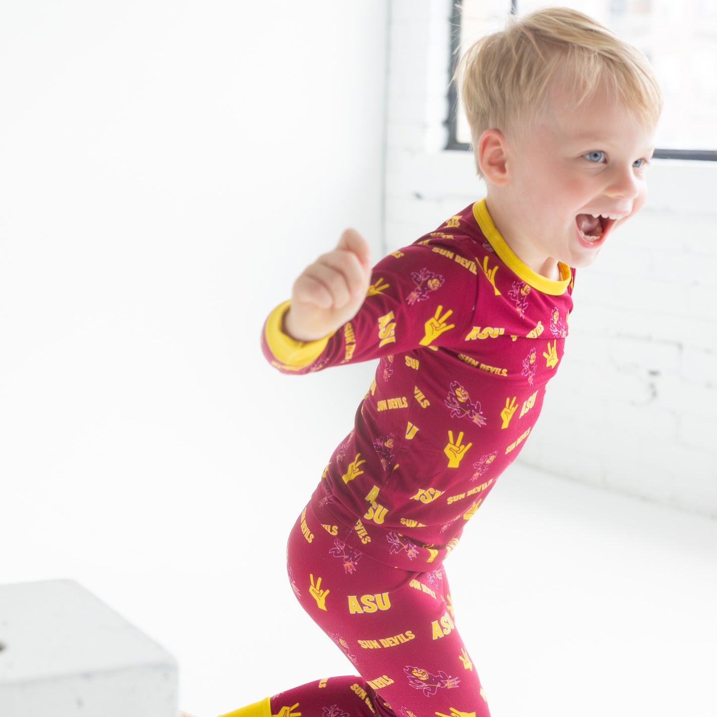Arizona State Sun Devils bamboo pajama set featuring maroon and gold team branding