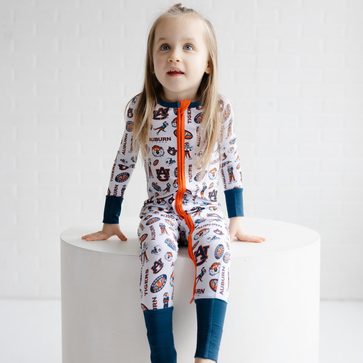 Auburn Tigers zippy one-piece sleeper for babies and toddlers in soft bamboo fabric