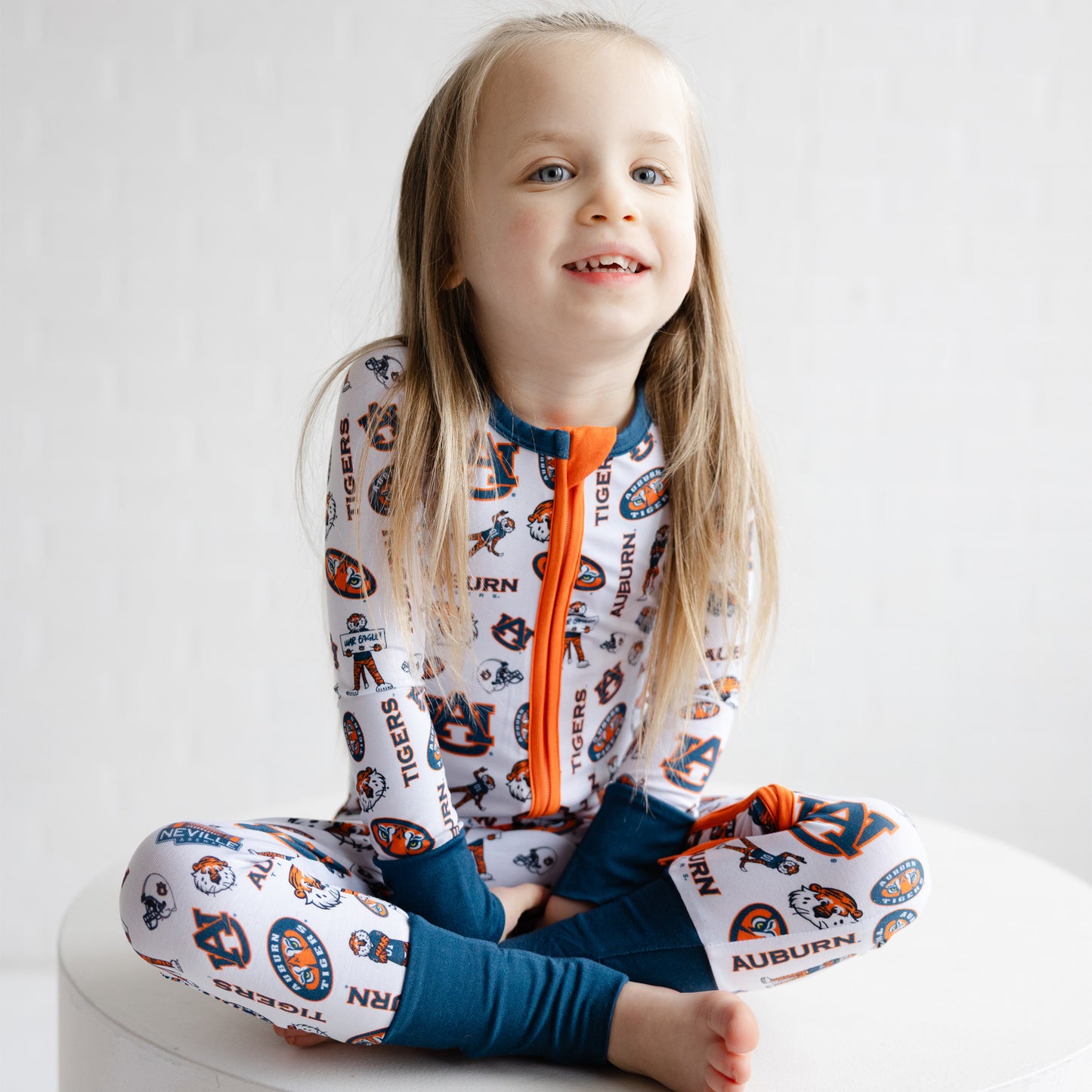 Auburn Tigers baby and toddler bamboo sleeper with convenient zipper closure