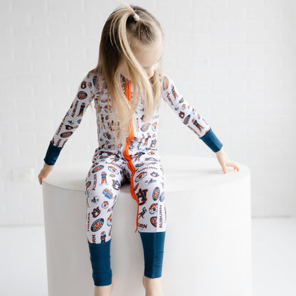 Auburn Tigers toddler one-piece sleeper made for game day nights and cozy sleep